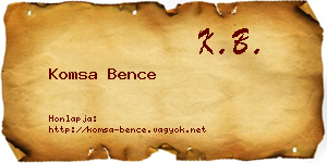 Komsa Bence névjegykártya